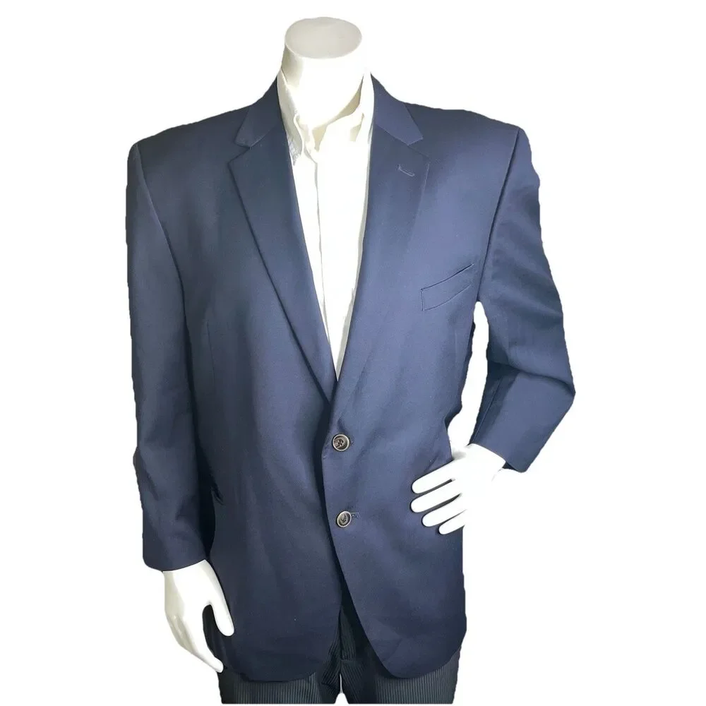 Joseph & Feiss Gold Classic Fit Wool Blazer Men 48S Navy Sport Coat Jacket